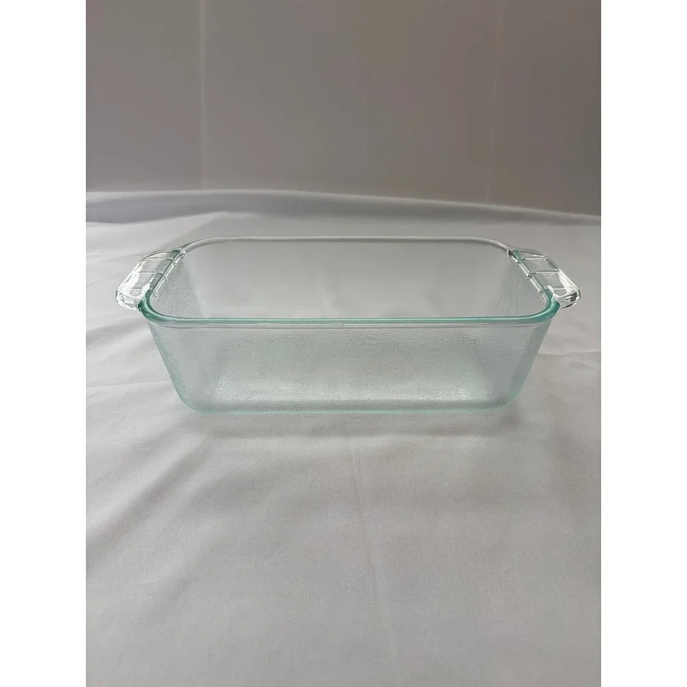 Vintage Pyrex 213 Clear Glass Loaf Baking Dish Easy Grab Handles USA MCM